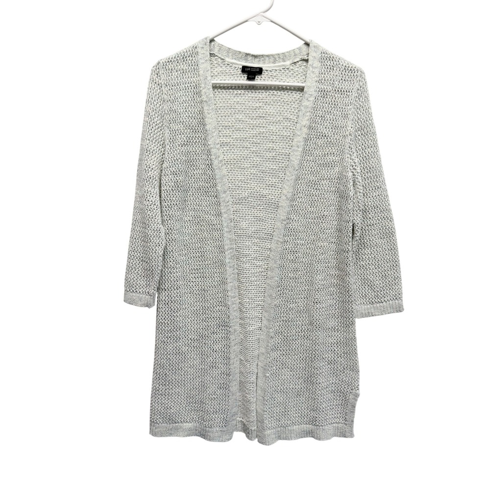 J. Jill Cardigan Wearever Open Knit Mesh Small Gray Lt Blue‎ Women